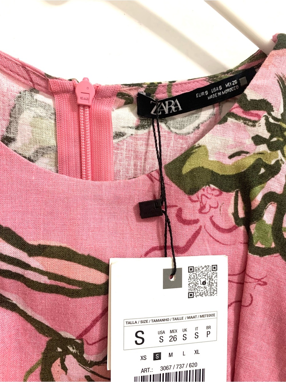 ZARA Pink Floral Cutout Midi Dress - NWT - Picture 9 of 11